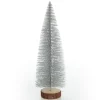 Medium Silver Bottle Brush Christmas Tree on Wooden Base Table Top Christmas Trees|