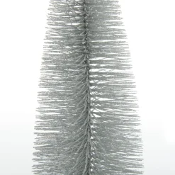 Medium Silver Bottle Brush Christmas Tree on Wooden Base Table Top Christmas Trees|