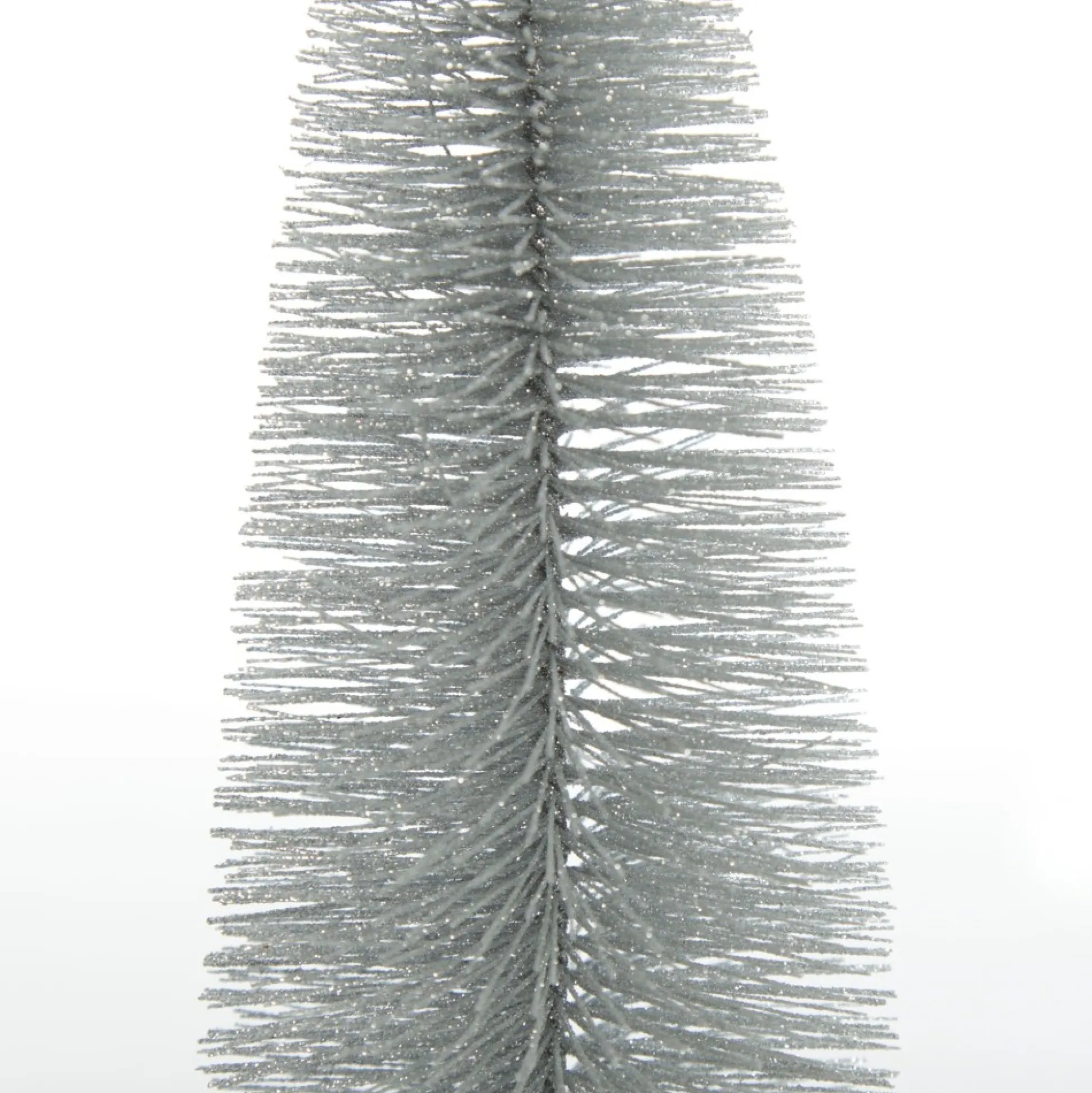 Medium Silver Bottle Brush Christmas Tree on Wooden Base Table Top Christmas Trees|