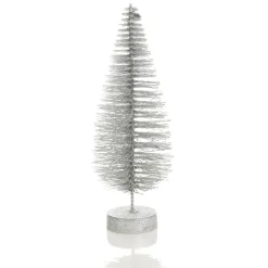Medium Silver Glitter Bottle Brush Christmas Tree Table Top Christmas Trees|
