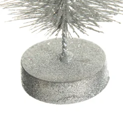 Medium Silver Glitter Bottle Brush Christmas Tree Table Top Christmas Trees|