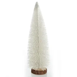 Medium White Bottle Brush Christmas Tree on Wooden Base Table Top Christmas Trees|