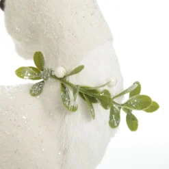 Medium White Sisal Standing Deer with Silver Glitter Antlers Christmas Birds And Animals|