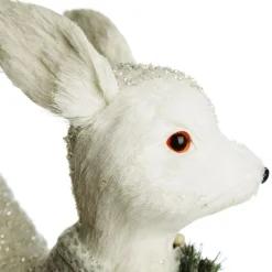 Medium White Sisal Standing Deer with White Glitter Highlights Christmas Birds And Animals|