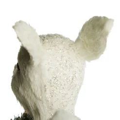 Medium White Sisal Standing Deer with White Glitter Highlights Christmas Birds And Animals|