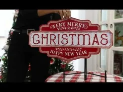 Merry Christmas and Happy New Year Retro Metal Christmas Sign Wall Hangings And Signs|