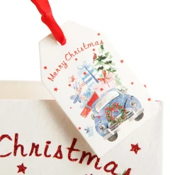 Merry Christmas Gift Bag - Blue Car with Presents Gift Wrap, Boxes, Bags & Tags|