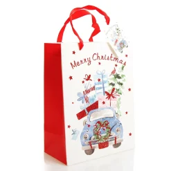 Merry Christmas Gift Bag - Blue Car with Presents Gift Wrap, Boxes, Bags & Tags|