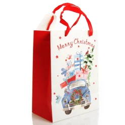Merry Christmas Gift Bag - Blue Car with Presents Gift Wrap, Boxes, Bags & Tags|