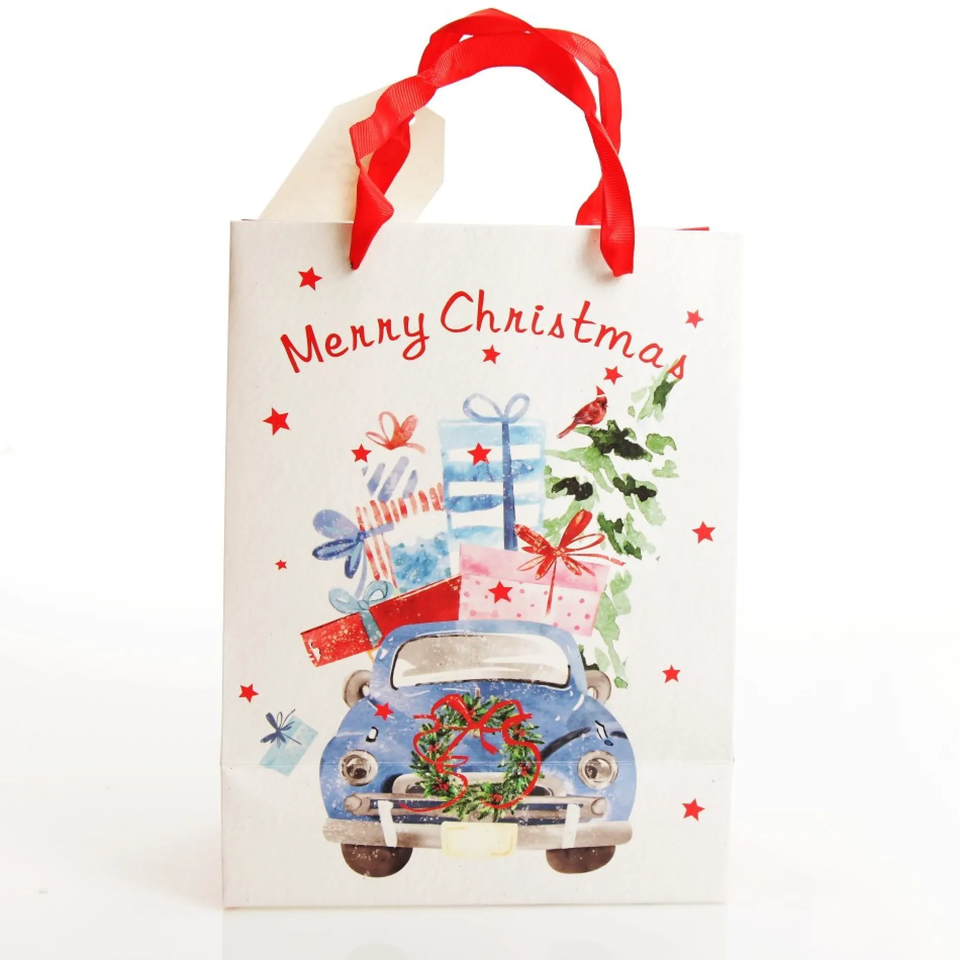 Merry Christmas Gift Bag - Blue Car with Presents Gift Wrap, Boxes, Bags & Tags|