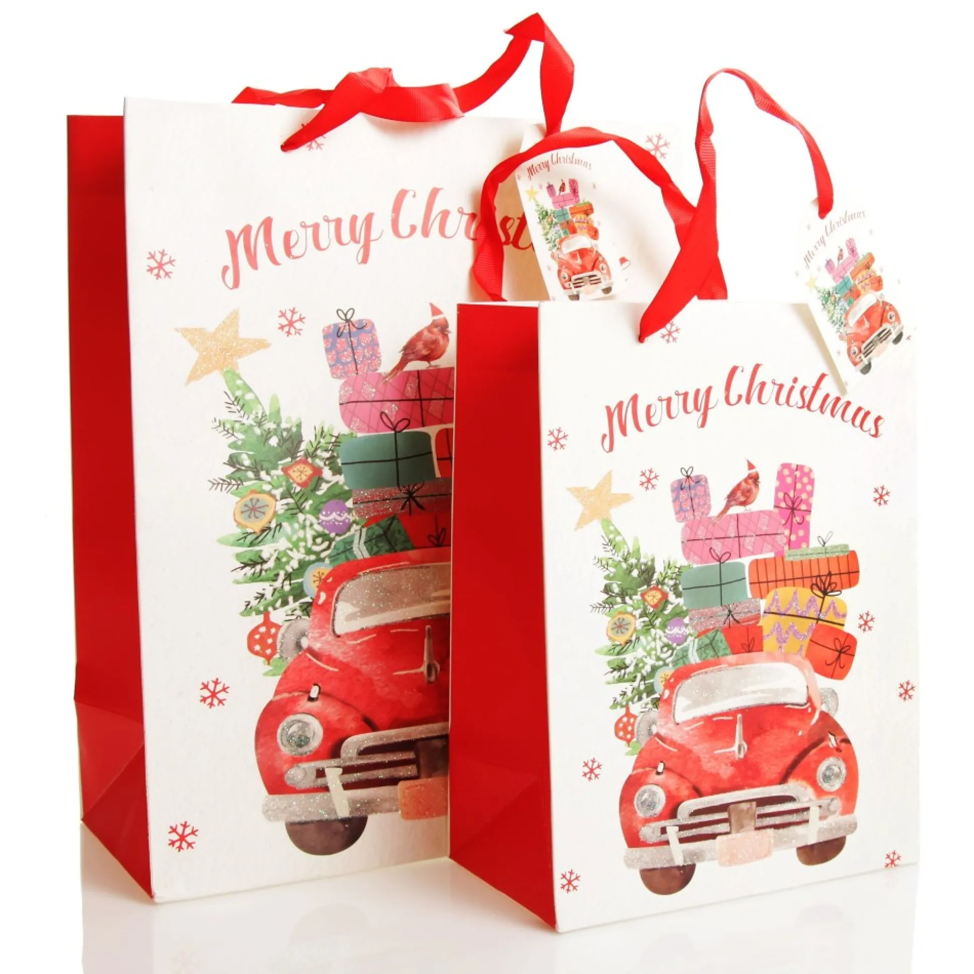 Merry Christmas Gift Bag - Red Car with Presents Gift Wrap, Boxes, Bags & Tags|