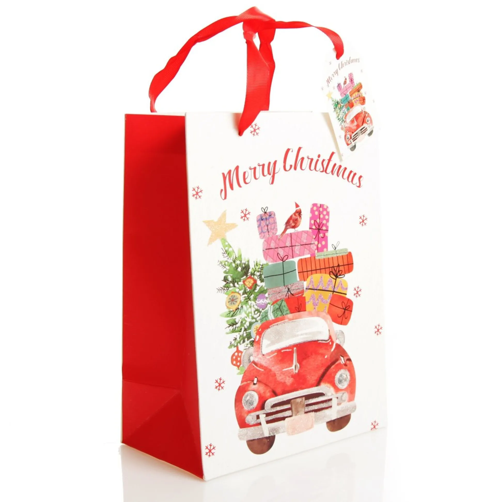 Merry Christmas Gift Bag - Red Car with Presents Gift Wrap, Boxes, Bags & Tags|