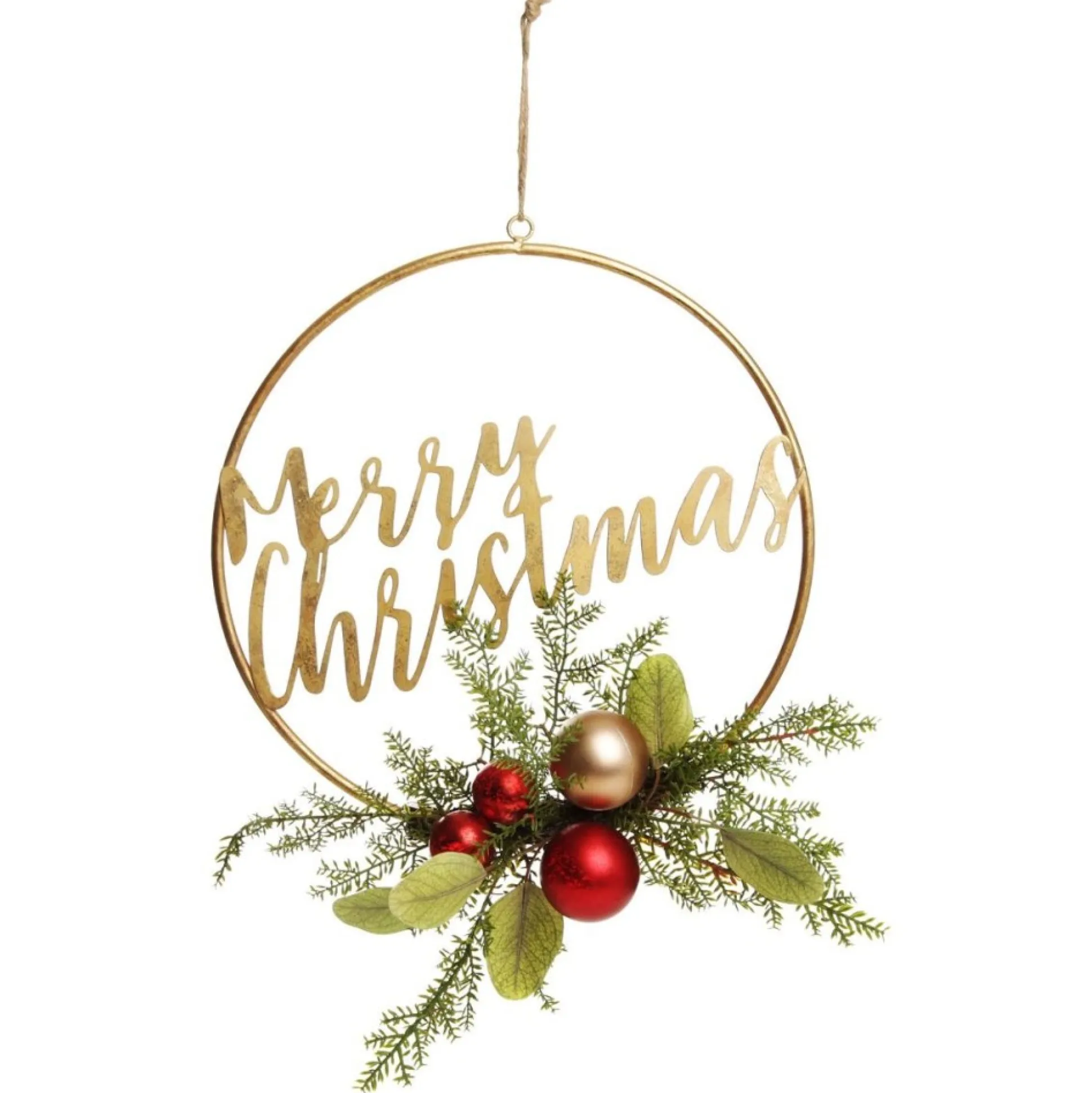 Merry Christmas Metal Hoop wth Florals Christmas Wreaths|