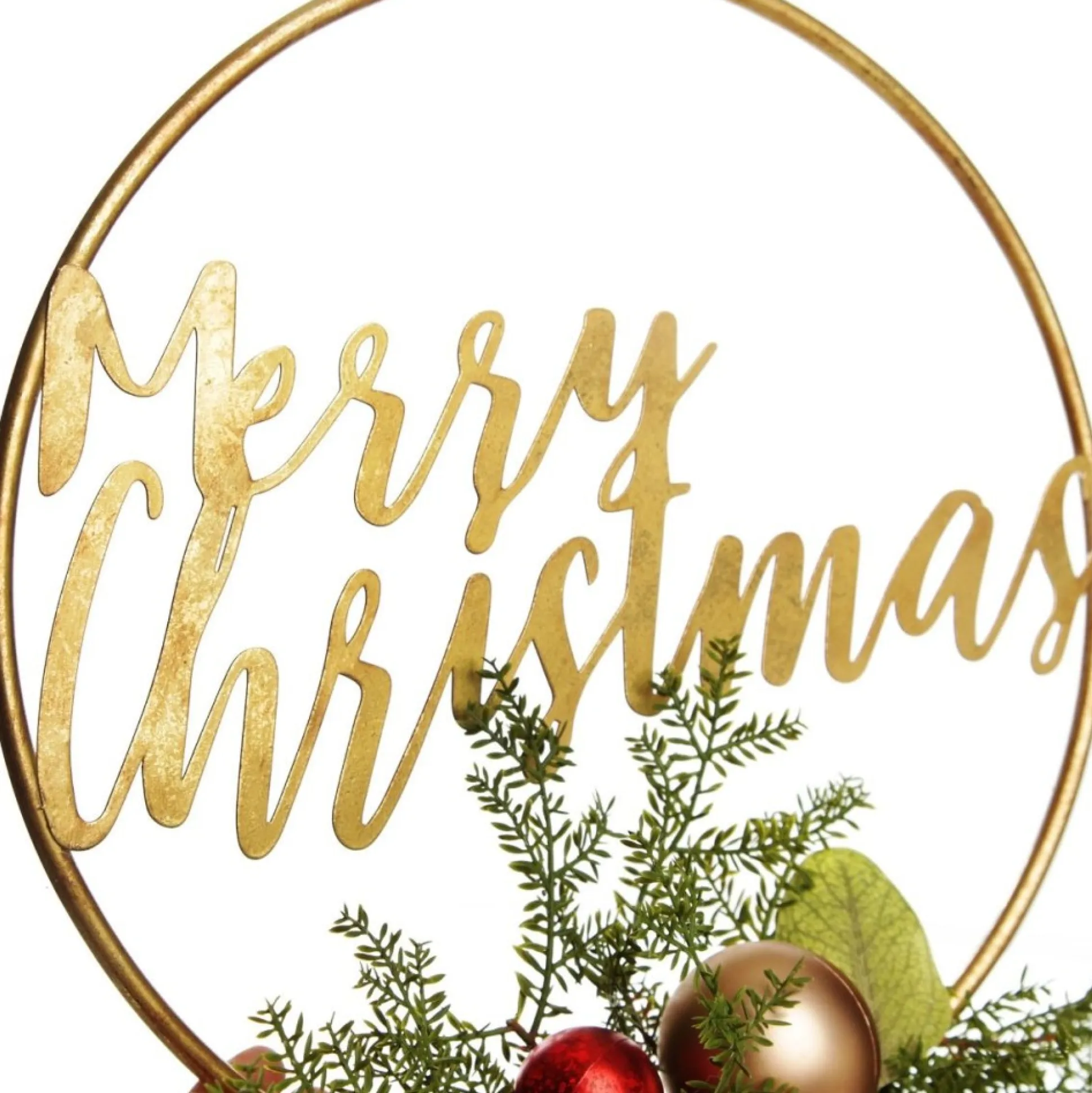 Merry Christmas Metal Hoop wth Florals Christmas Wreaths|