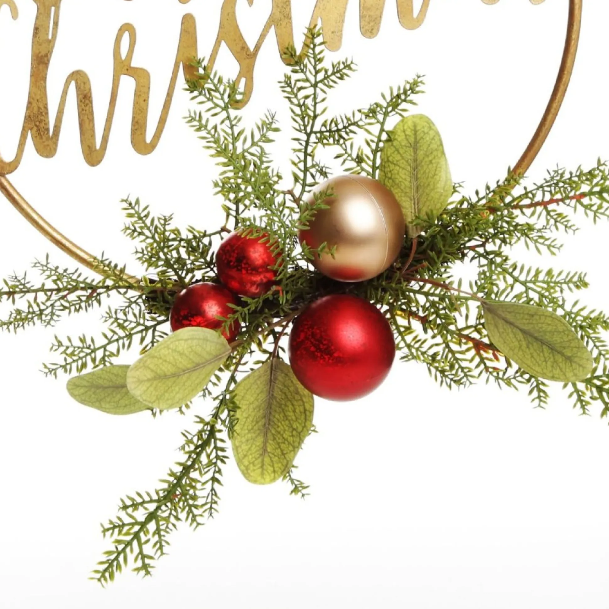 Merry Christmas Metal Hoop wth Florals Christmas Wreaths|