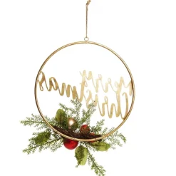 Merry Christmas Metal Hoop wth Florals Christmas Wreaths|