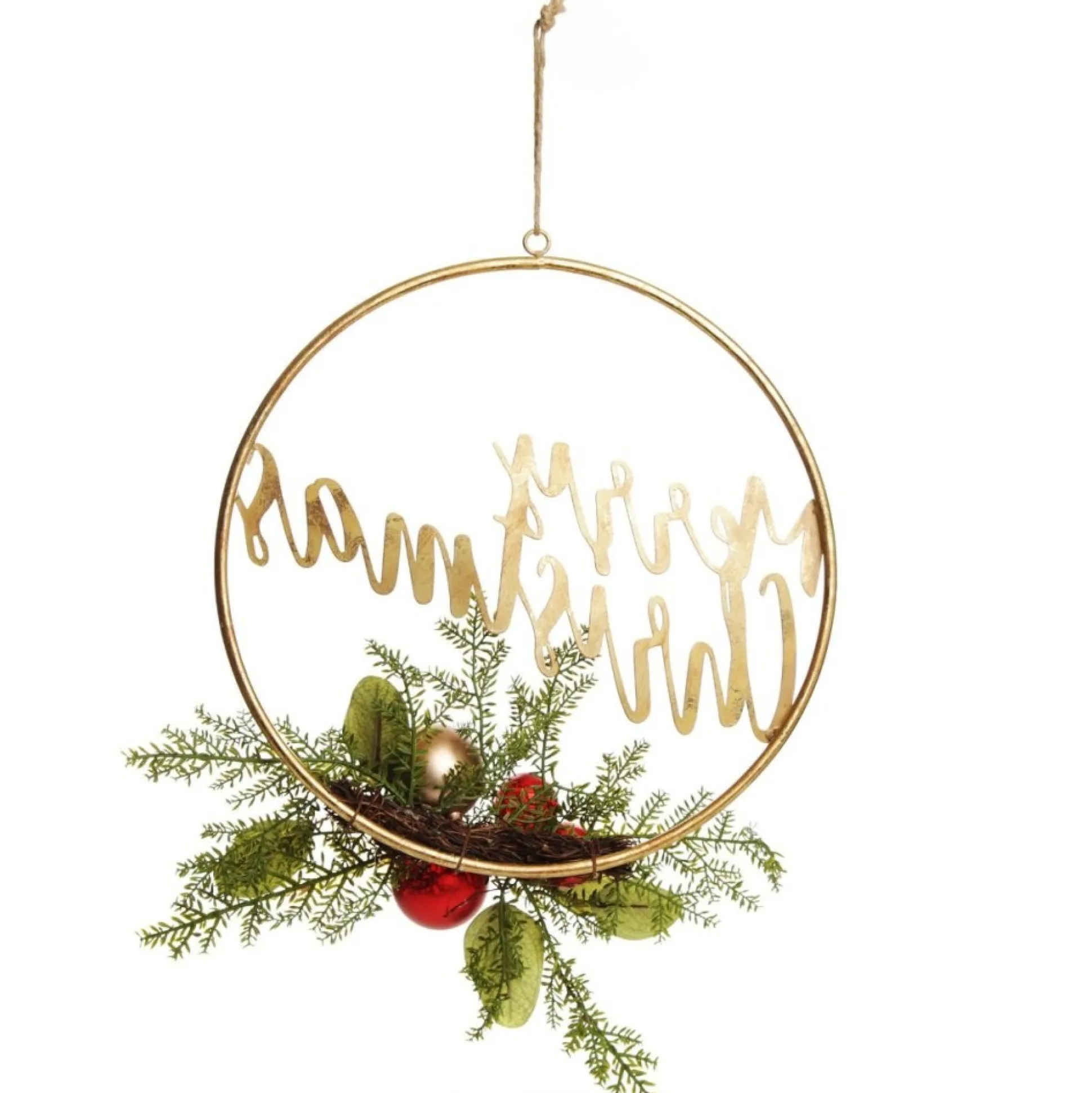 Merry Christmas Metal Hoop wth Florals Christmas Wreaths|