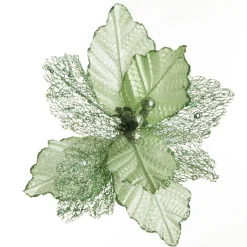 Mesh and Shiny Mint Poinsettia Flower Clip Christmas Flowers|