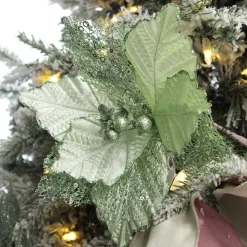 Mesh and Shiny Mint Poinsettia Flower Clip Christmas Flowers|