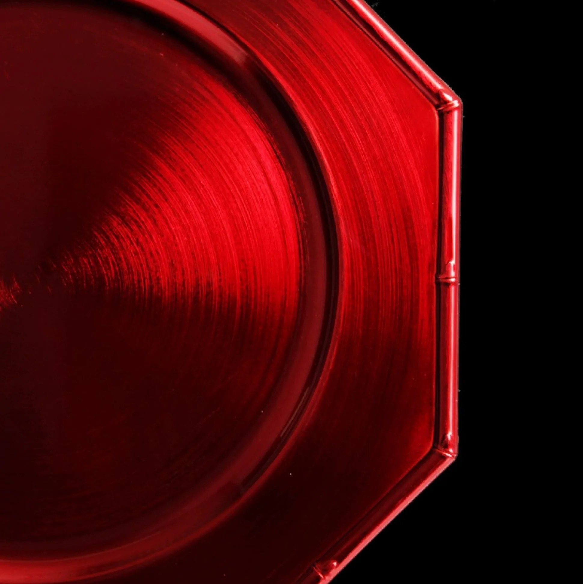 Metallic Red Christmas Charger Plate with Bamboo Pattern Trim Christmas Table Decor|