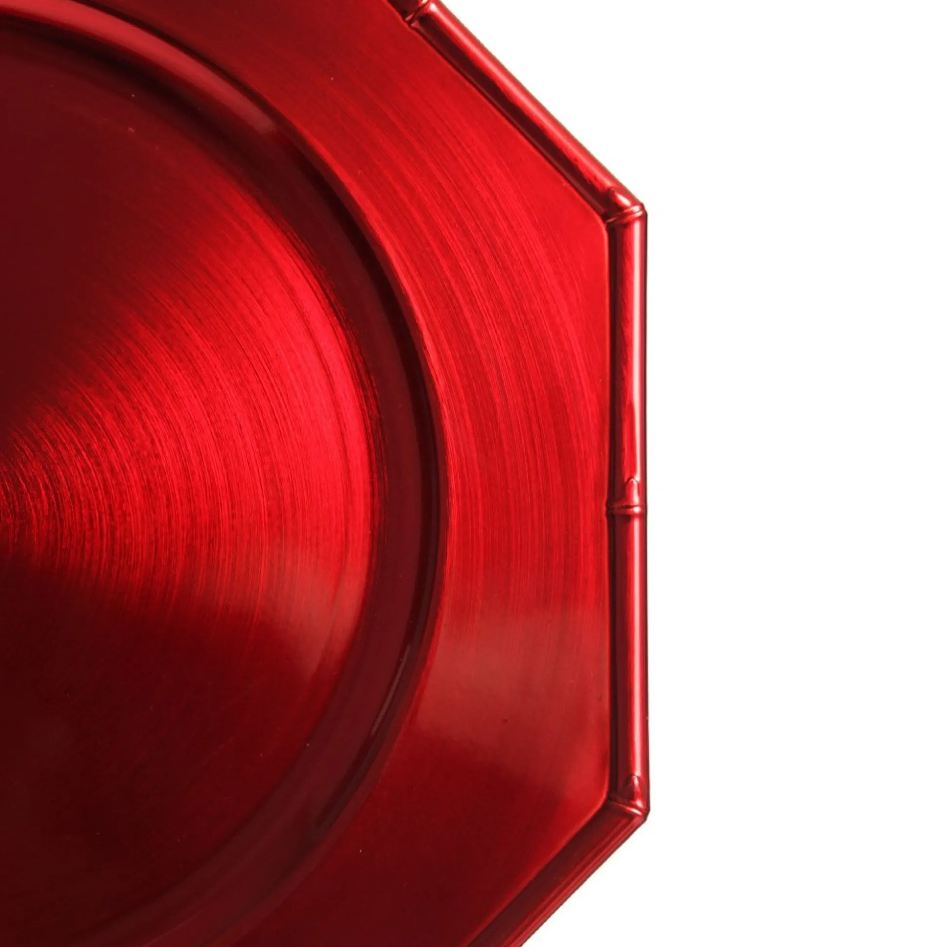 Metallic Red Christmas Charger Plate with Bamboo Pattern Trim Christmas Table Decor|