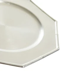 Metallic Silver Christmas Charger Plate with Bamboo Pattern Trim Christmas Table Decor|