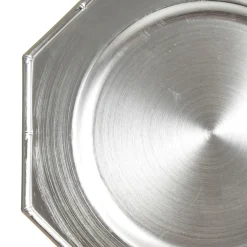 Metallic Silver Christmas Charger Plate with Bamboo Pattern Trim Christmas Table Decor|