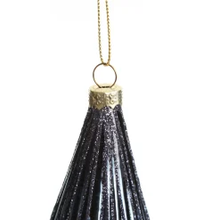 Midnight Blue Ribbed Teardrop Christmas Bauble Decorative Christmas Baubles|