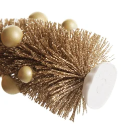 Mini Antique Gold Bottle Brush Tree with Pearls - Set of 2 Table Top Christmas Trees|