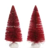 Mini Burgundy Bottle Brush Tree - Set of 2 Table Top Christmas Trees|