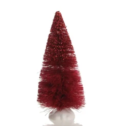 Mini Burgundy Bottle Brush Tree - Set of 2 Table Top Christmas Trees|