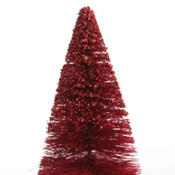 Mini Burgundy Bottle Brush Tree - Set of 2 Table Top Christmas Trees|