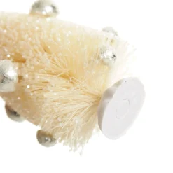 Mini Ivory Bottle Brush Tree with Pearls - Set of 2 Table Top Christmas Trees|