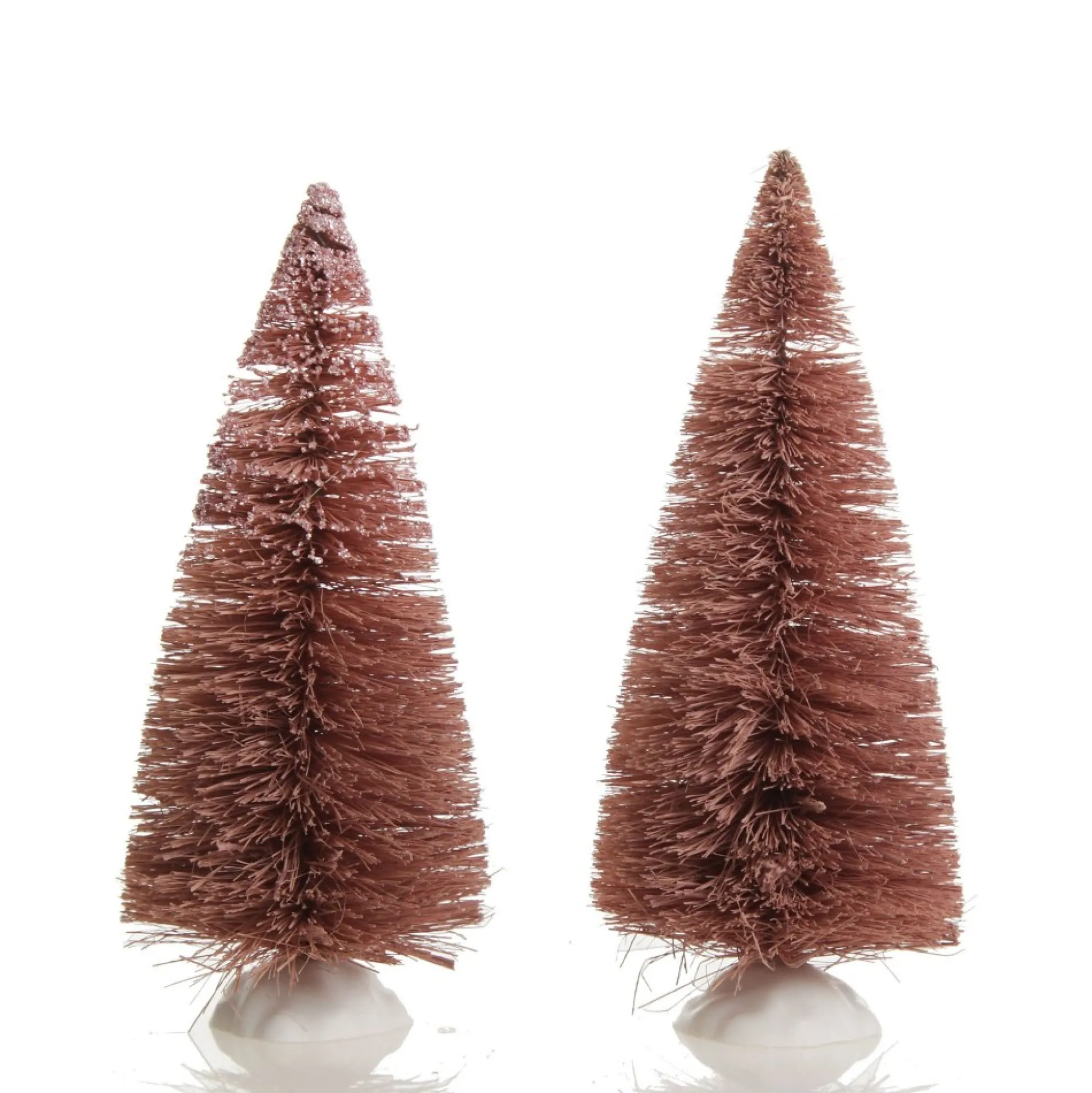 Mini Pink Bottle Brush Christmas Tree with Glitter Top - Set of 2 Table Top Christmas Trees|