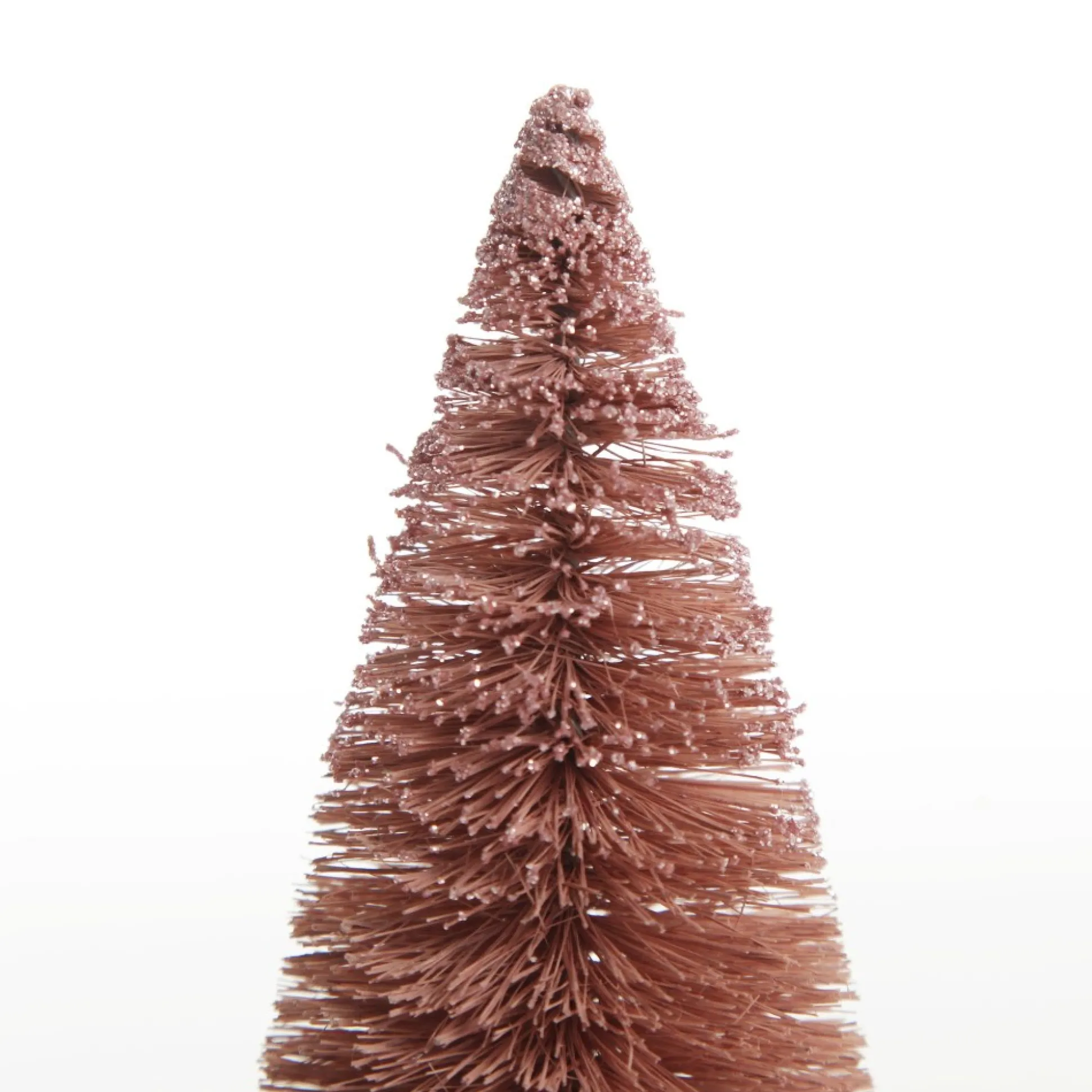 Mini Pink Bottle Brush Christmas Tree with Glitter Top - Set of 2 Table Top Christmas Trees|