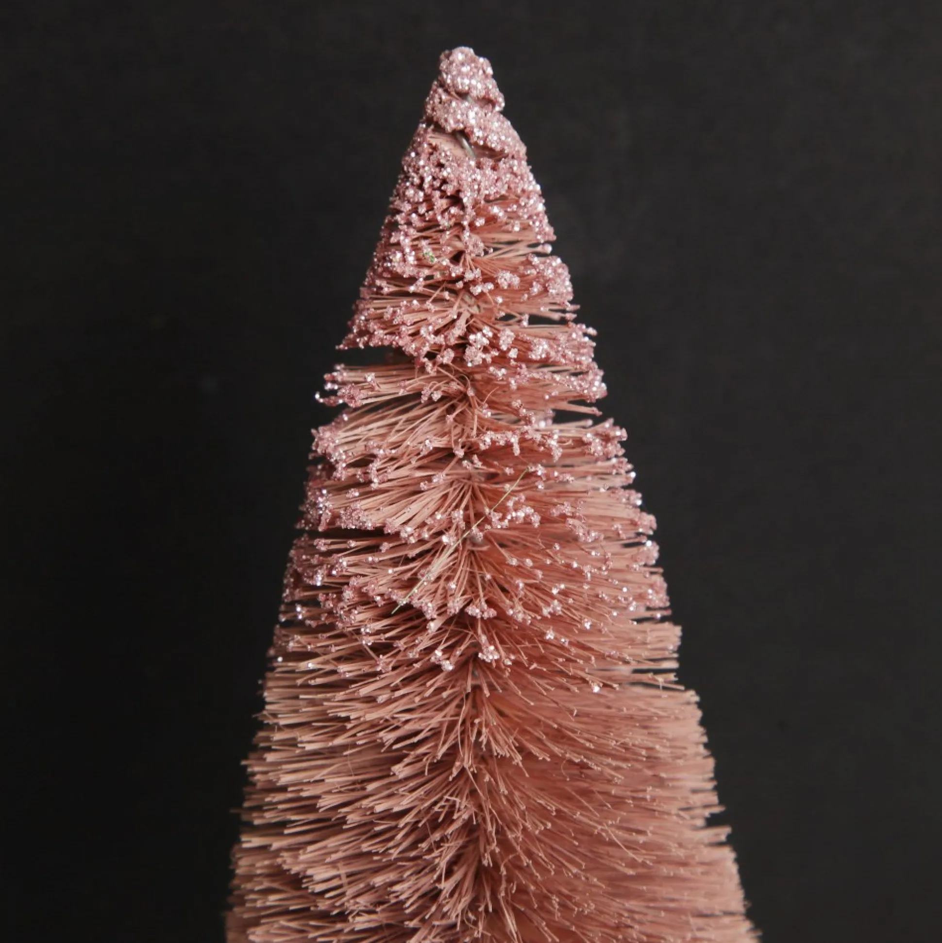 Mini Pink Bottle Brush Christmas Tree with Glitter Top - Set of 2 Table Top Christmas Trees|