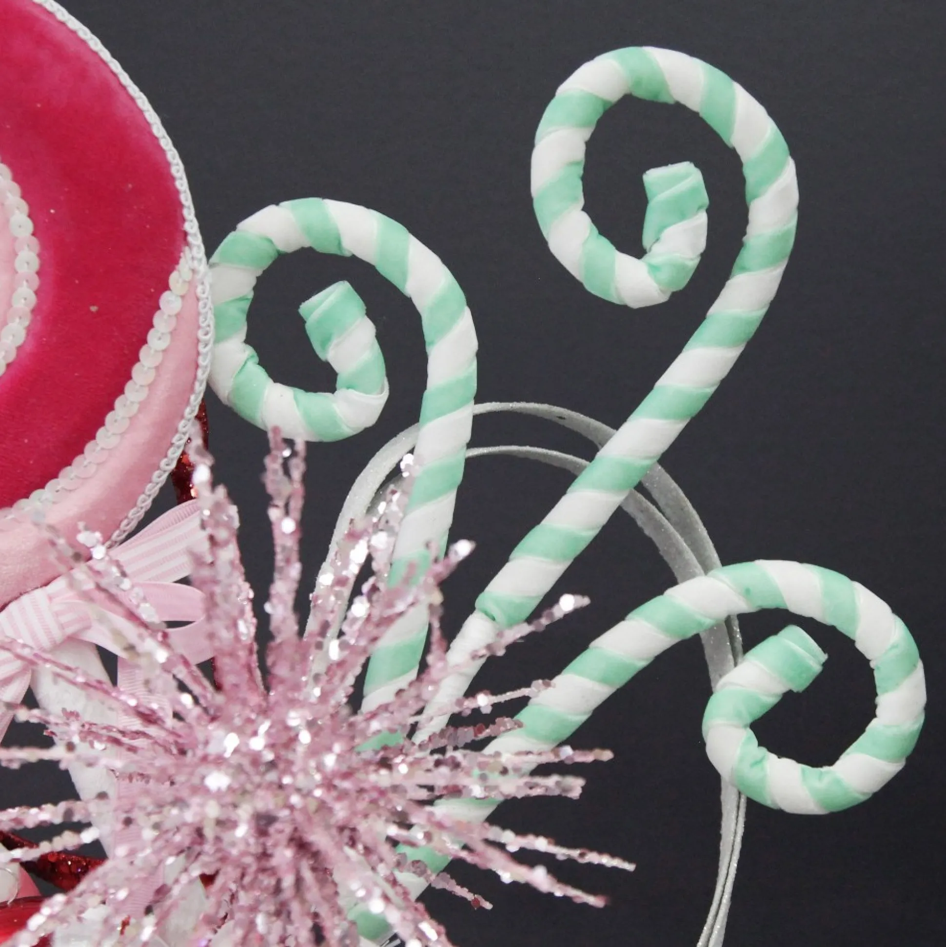 Mint and White Velvet Candy Cane Pick Christmas Tree Picks|