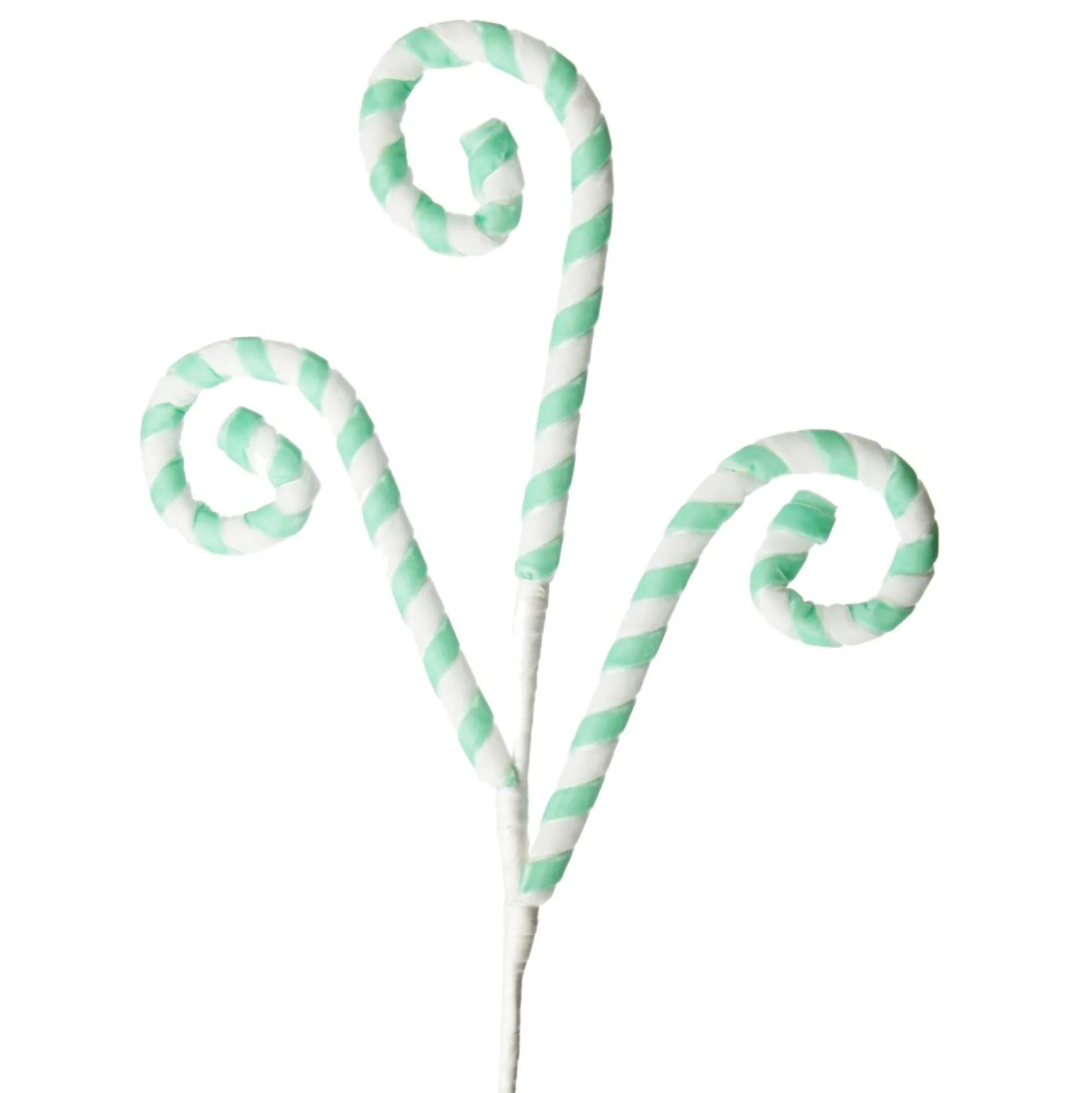 Mint and White Velvet Candy Cane Pick Christmas Tree Picks|