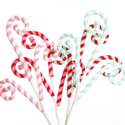 Mint and White Velvet Candy Cane Pick Christmas Tree Picks|