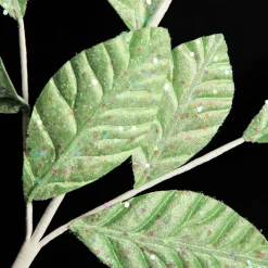 Mint Green Glitter Leaf Spray Christmas Pick|