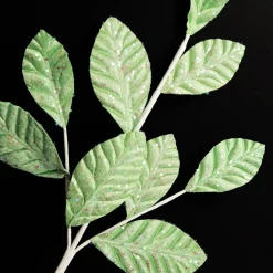 Mint Green Glitter Leaf Spray Christmas Pick|