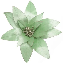 Mint Green Lily Flower Stem with Gold Glitter Trim Christmas Flowers|