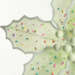 Mint Green Poinsettia Flower Stem with Multicoloured Sprinkles Christmas Flowers|
