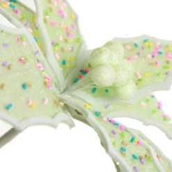 Mint Green Poinsettia Flower Stem with Multicoloured Sprinkles Christmas Flowers|