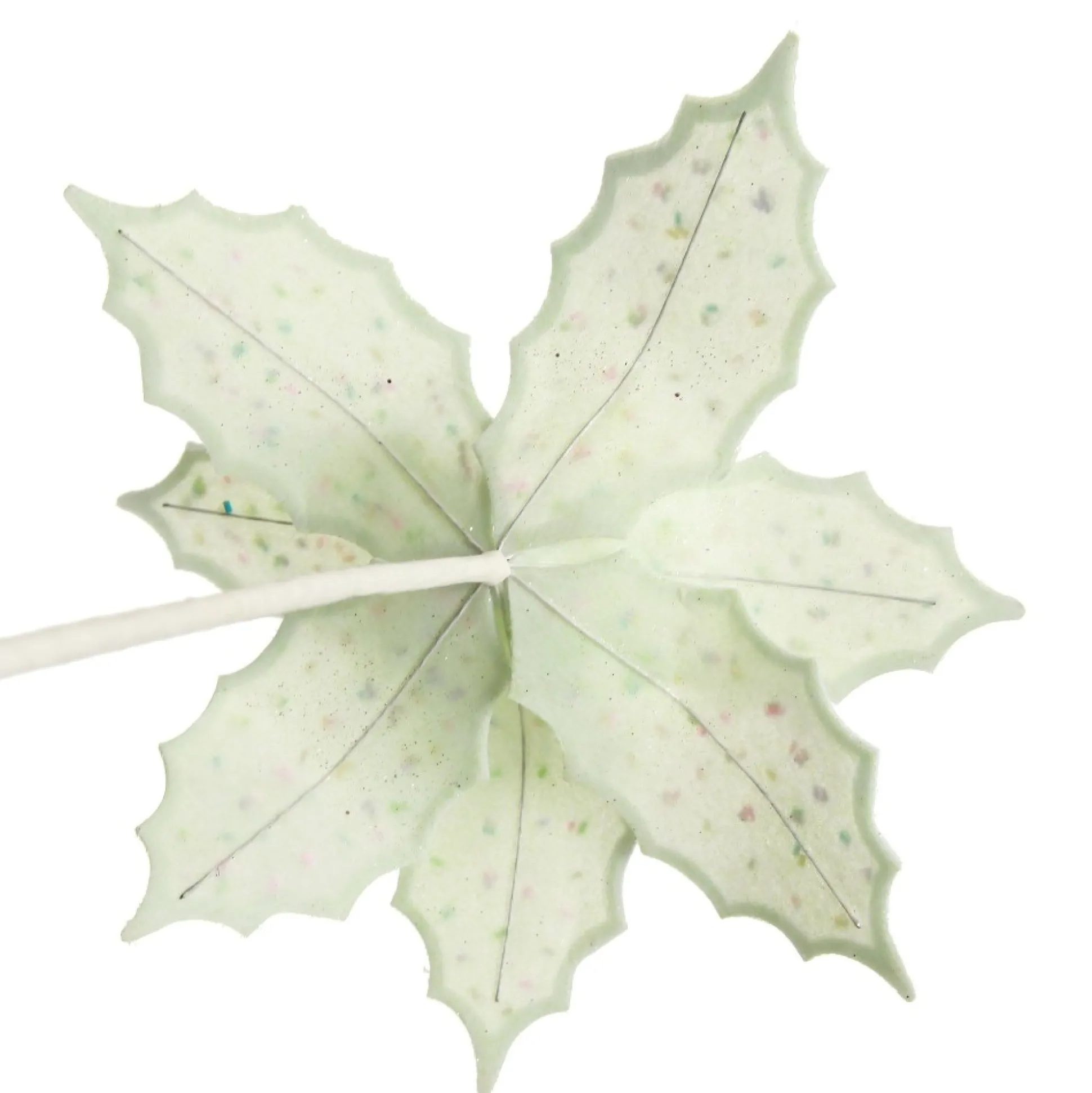 Mint Green Poinsettia Flower Stem with Multicoloured Sprinkles Christmas Flowers|