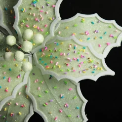 Mint Green Poinsettia Flower Stem with Multicoloured Sprinkles Christmas Flowers|