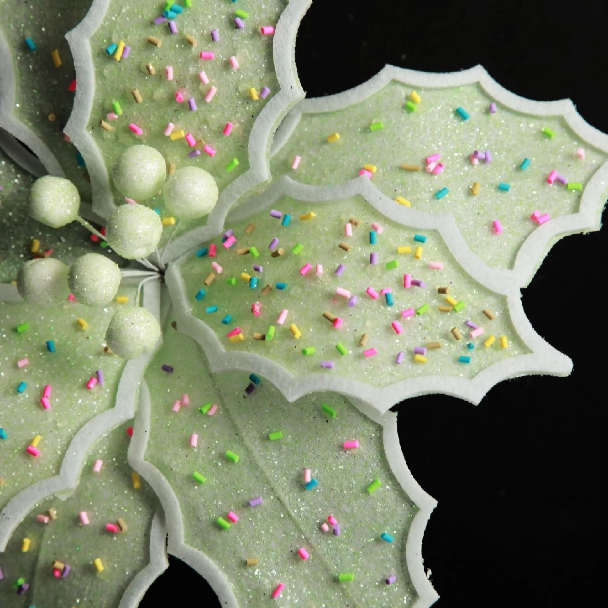 Mint Green Poinsettia Flower Stem with Multicoloured Sprinkles Christmas Flowers|