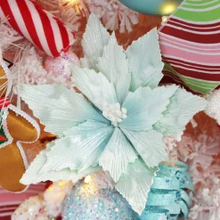 Mint Poinsettia Flower Clip Christmas Flowers|