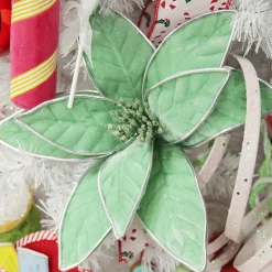 Mint Velvet Flower Stem with Silver Trim Christmas Flowers|