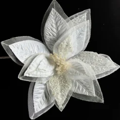 Mixed Petal White Poinsettia Flower Stem Christmas Flowers|